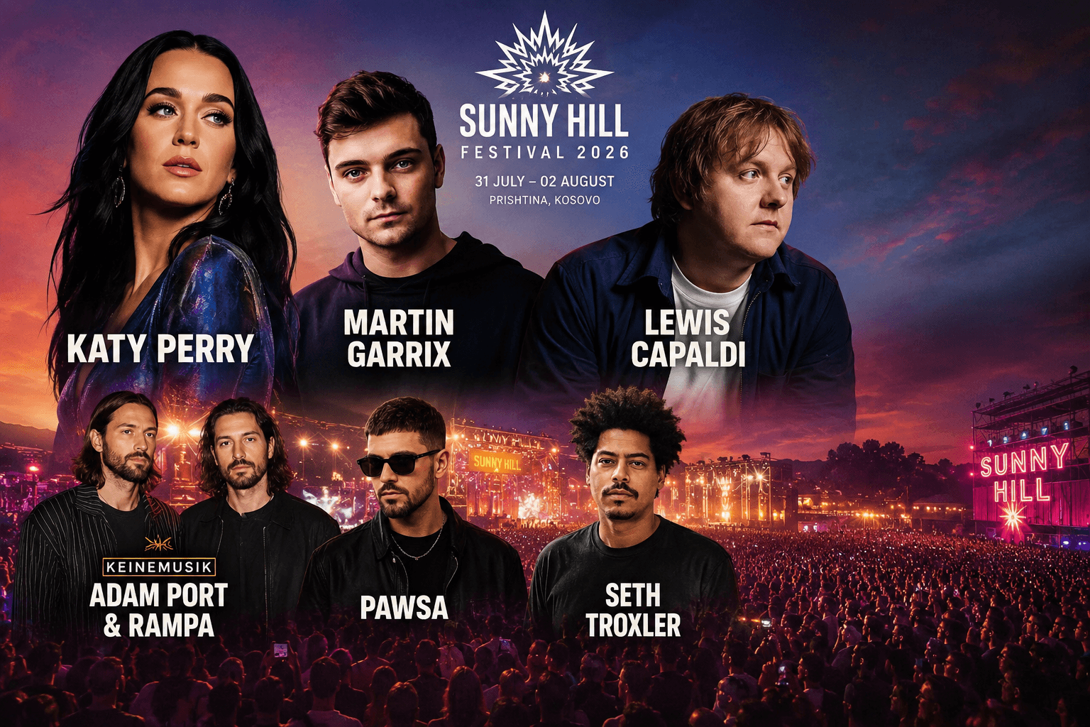 Sunny Hill Festival 2026 sjell Katy Perry, Martin Garrix dhe Lewis Capaldi në Prishtinë